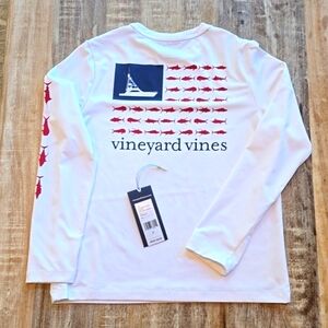 VINEYARD VINES Boy Performance LS White Shirt